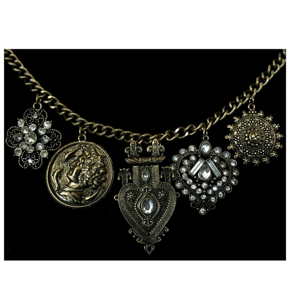 Oscar de la Renta Coin Antiqued Finish Necklace - Picture 3 of 8